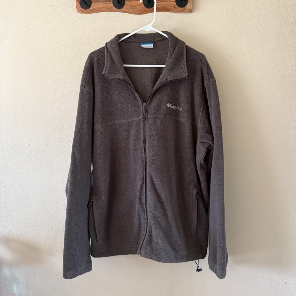 Columbia Taupe Brown Full Zip Fleece Jacket Crunchy Granola Girl Preppy size XXL